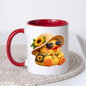 Cute Duck Mug "Summer Sunflower Duckling" Summer Sunflower Duckling 325ml Ceramic Coffee Mug – Adorable Yellow Duck in Straw Hat, Heart Sunglasses Sunflower Bag Summer Gift | Available in Multicolours | Fast Dispatch by UK Seller (M3290)