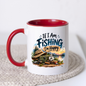 Fishing Mug "If I Am Fishing I’m Happy" Angler Ceramic Coffee Cup 350ml, Fishing Rod Lake Sunset Outdoor Hobby Novelty Gift for Fisherman Dad Grandad Husband Boyfriend, Birthday Christmas Fathers Day Secret Santa | Fast Dispatch by UK Seller (M1054)