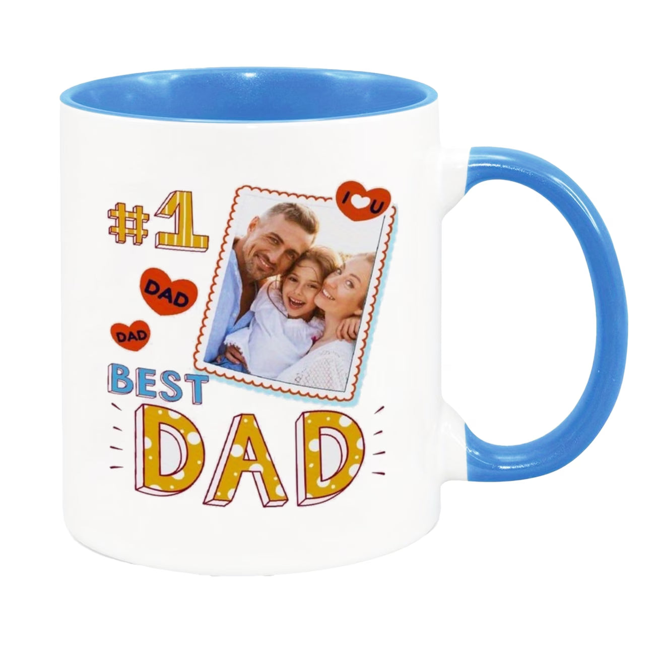 Personalized "#1 Best Dad" Custom Photo Ceramic Coffee Mug – Father's Day, Family Photo Upload & Dad Appreciation Novelty Cup (M1158)