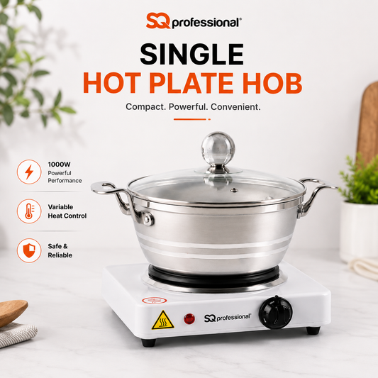 1000W Single Hot Plate Hob Electric Countertop Cooker | Portable Electric Hotplate Stove with Variable Temperature Control