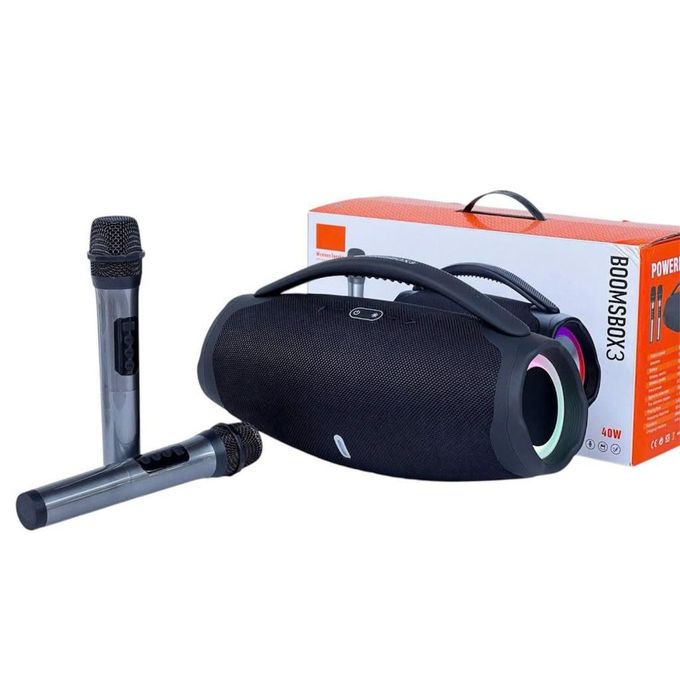 40W Portable Wireless Boombox Speaker with Dual Microphones | High-Power Bluetooth Party Speaker, RGB Lights & Built-in Handle