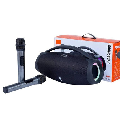 40W Portable Wireless Boombox Speaker with Dual Microphones | High-Power Bluetooth Party Speaker, RGB Lights & Built-in Handle