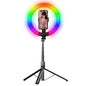 1.9M RGB LED Ring Light Selfie Stick Tripod with Wireless Remote | Extendable Umbrella Stand Foldable Bracket for Live Streaming & Vlogging (P100-RGB) (M1025)
