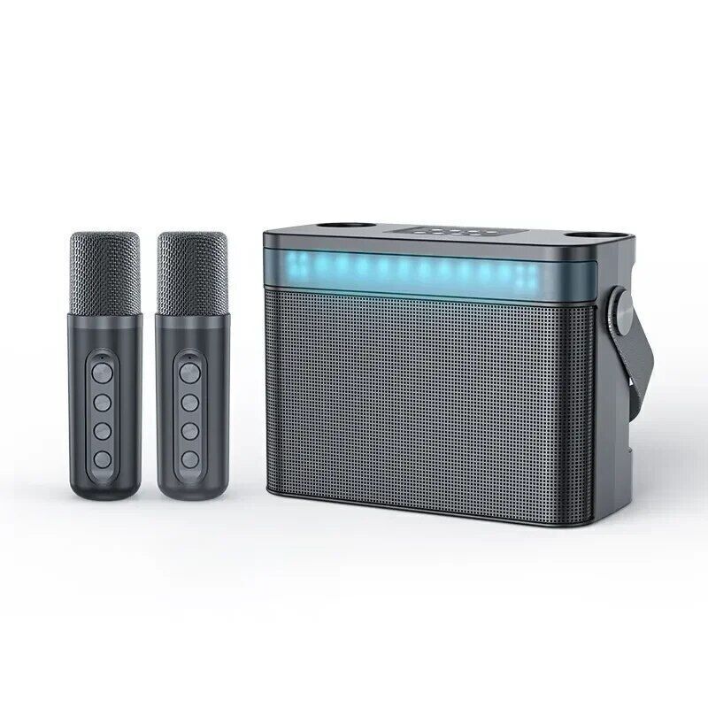 Portable HiFi Wireless Karaoke Speaker with 2 Wireless Microphones | DSP Audio LED Light Bluetooth PA Party Speaker