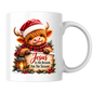 Religious Christmas Mug "Jesus Is The Reason For The Season" Highland Cow Jesus Is The Reason For The Season 325ml Ceramic Coffee Mug – Cute Highland Cow Santa Mug with Sign, Lantern & Berries | Festive Religious Gift | Fast Dispatch by UK Seller (M3351)