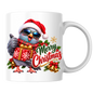 Christmas Mug "Merry Christmas Cool Pigeon" Merry Christmas 325ml Ceramic Coffee Mug – Cool Winking Pigeon in Santa Hat, Sunglasses, Scarf Holding Wrapped Christmas Gift Festive Holiday Gift | Available in Multicolours | Fast Dispatch by UK Seller (M3265)