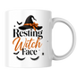 Halloween Mug "Resting Witch Face" Witch Hat 325ml Ceramic Coffee Mug – Sassy Eyelashes Tea Cup with Bow & Spider Graphic Gift | Available in Multicolours | Fast Dispatch by UK Seller (M3076)