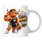 Gym Mug "Gym Mode ON Muscular Highland Cow" Gym Mode ON 325ml Ceramic Coffee Mug – Muscular Winking Highland Cow in Tank Top & Cap Flexing Bicep Holding Gold Dumbbell Shaker Gym Fitness Gift | Available in Multicolours | Fast Dispatch by UK Seller (M3271)