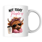 Sassy Highland Cow Mug "Not Today People, Coffee First" Graphic 325ml Ceramic Coffee Cup – Highland Cow in Sunglasses, Pink Hoodie & Leopard Bandana Novelty Tea Cup | Sarcastic Gift for Her | Available in Multicolours | Fast Dispatch by UK Seller (M3134)