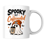 Halloween Mug "SPOOKY BUT Caffeinated" Cute Ghost 325ml Ceramic Coffee Mug – Novelty Autumn Beanie Ghost Tea Cup with Coffee Cup & Bats Graphic Gift | Available in Multicolours | Fast Dispatch by UK Seller (M3068)