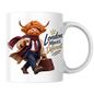 London Mug "London Moves Different Gentlemen Highland Cow" 325ml Ceramic Coffee Mug – Dapper Gentleman Highland Cow Commuter With Coffee Leather Briefcase Trench Coat Office Gift | Available in Multicolours | Fast Dispatch by UK Seller (M3283)