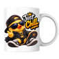 Skateboard Mug "Just Chill Cool Duck" Just Chill 325ml Ceramic Coffee Mug – Cool Skater Duck in Black Hoodie, Cap, Sunglasses & Gold Crown Chain With Skateboard Fun Gift For Skaters Friends | Available in Multicolours | Fast Dispatch by UK Seller (M3252)