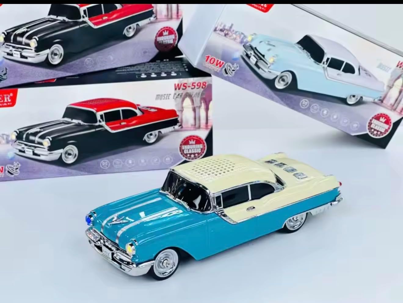 Classic Vintage Car Wireless Bluetooth Speaker 10W | Novelty Retro Automobile Music Speaker with FM Radio, Hands-Free Calling & TF Card