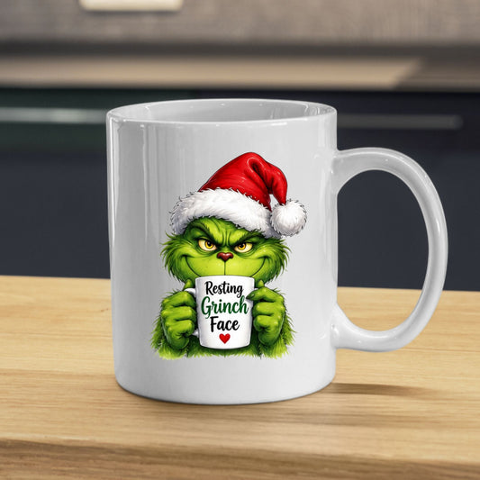 Sarcastic Grinch Face Ceramic Mug – Funny Holiday Grumpy Character (325ml) | Available in Multicolours | Fast Dispatch by UK Seller (M1238)
