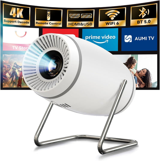 Mini Portable Round Smart WiFi Projector Ultra HD High Dynamic Range | 180Â° Rotatable Home Cinema LED Video Projector with Highlight Coated Lens (15OS)