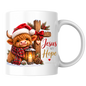 Christmas Mug "Jesus Is My Hope Highland Cow" Jesus Is My Hope Highland Cow 325ml Ceramic Coffee Mug – Festive Highland Coo Mug with Santa Hat Wooden Cross Lantern Christian Holiday Gift | Available in Multicolours | Fast Dispatch by UK Seller (M3305)