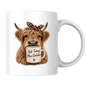 Sarcastic Mug "Not Today Moo-Dafaka" Highland Cow 325ml Ceramic Coffee Mug Funny Cow Tea Cup with Leopard Print Bow & Mini Mug Graphic Gift | Available in Multicolours | Fast Dispatch by UK Seller (M3006)