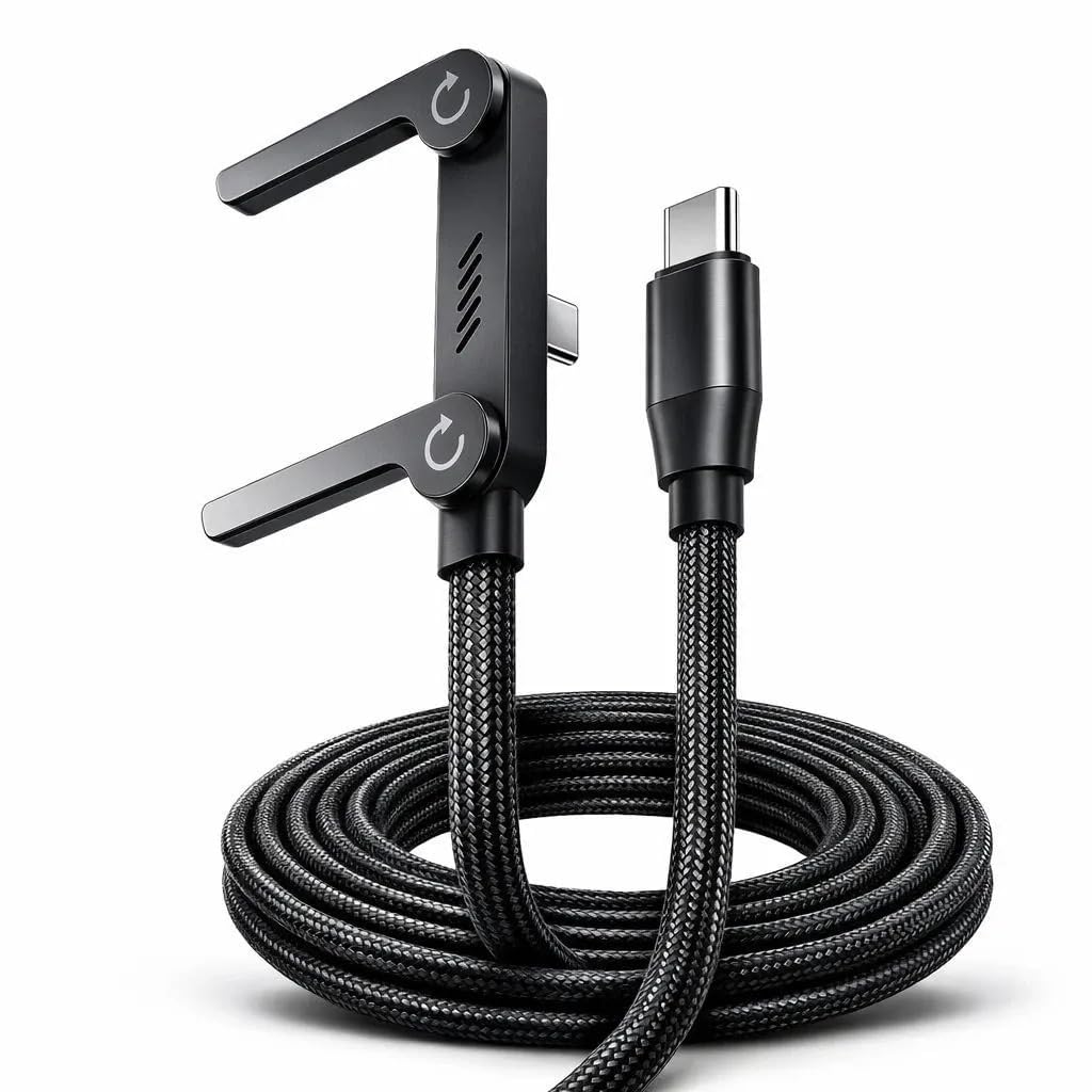 240W USB-C to USB-C Fast Charging & Data Cable | 180Â° Rotating Right-Angle Braided Lead