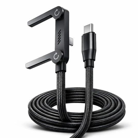 240W USB-C to USB-C Fast Charging & Data Cable | 180Â° Rotating Right-Angle Braided Lead