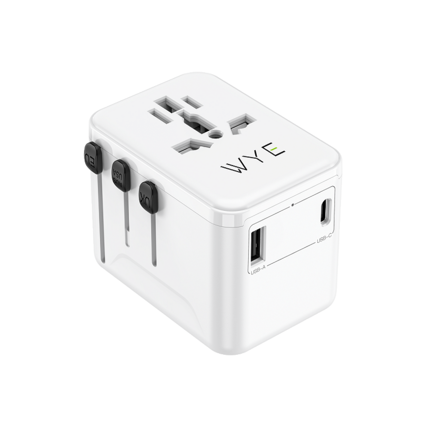 12W Universal Travel Adapter Plug with USB-A & USB-C Ports | All-in-One Worldwide Power Converter for UK, EU, US, AU