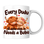 Cute Highland Cow Mug "Every Dudu Needs A Bubu" Every Dudu Needs A Bubu 325ml Ceramic Coffee Mug – Adorable Cuddling Couple Highland Cows with Pink Bow & Floating Hearts | Romantic Couple Gift | Fast Dispatch by UK Seller (M3455)