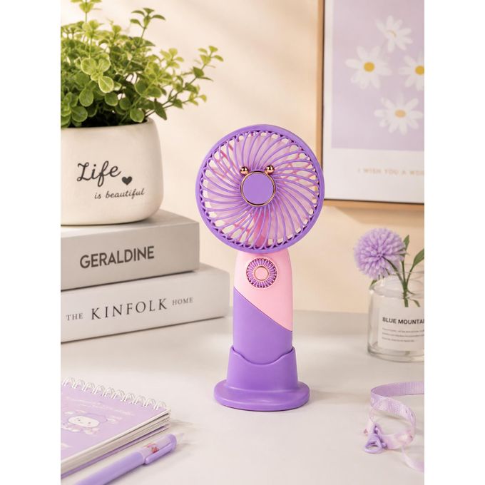 Portable Mini Rechargeable Handheld Fan with Desktop Dock 3 Speed Settings