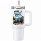 Digital Nomad Travel Tumbler "Work anywhere create everywhere" Graphic 40oz Stainless Steel Insulated Travel Mug with Handle & Straw – Mountain Lake Remote Workspace, Laptop, Camera & Backpack Gift for Travelers | Fast Dispatch by UK Seller (T3056)
