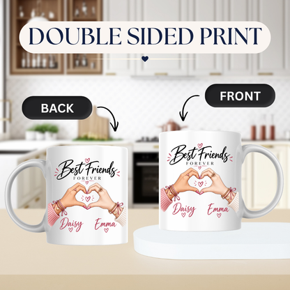 Personalized Mug "Best Friends Forever" Pinky Promise Ceramic Coffee Mug Custom Names Bestie Friendship Gift Cup 350ml | Fast Dispatch by UK Seller (M1052)