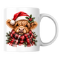 Christmas Santa Hat Highland Cow Mug Cute Christmas Highland Cow in Santa Hat 325ml Ceramic Coffee Mug – Fluffy Scottish Calf wearing Red Santa Hat & Cozy Scarf | Festive Winter Gift | Fast Dispatch by UK Seller (M3430)