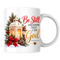 Religious Christmas Mug "Be Still And Know That I Am God" Be Still And Know That I Am God 325ml Ceramic Coffee Mug – Christian Scripture Mug with Psalm 46:10, Lantern & Pinecones | Religious Holiday Gift | Fast Dispatch by UK Seller (M3339)