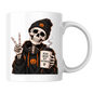 Halloween Mug "Skeleton Dead Inside But Caffeinated" Skeleton Dead Inside But Caffeinated 325ml Ceramic Coffee Mug – Funny Halloween Autumn Tea Cup Skeleton Black Hoodie Cup Graphic Gift | Available in Multicolours | Fast Dispatch by UK Seller (M3224)
