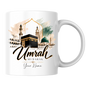 Personalised Umrah Mubarak Mug 325ml Ceramic Coffee Tea Cup – Custom Name, Holy Kaaba, Green Dome & Watercolor Architecture Religious Pilgrimage Gift for Family, Friends, Hajj Celebration – Fast Dispatch by UK Seller (M3486)