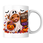 Halloween Mug "Ghost Costume Boo Y'all Highland Co." Ghost Costume Highland Cow 325ml Ceramic Coffee Mug – Cute Trick-or-Treat Tea Cup with Sheet Outfit Wooden Sign Graphic Gift | Available in Multicolours | Fast Dispatch by UK Seller (M3178)