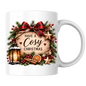 Rustic Wood Sign Christmas Mug "Have A Cosy Christmas" Have A Cosy Christmas 325ml Ceramic Coffee Mug – Rustic Wooden Plaque with Pine Wreath, Red Tartan Bow, Glowing Lantern & Cinnamon Sticks | Festive Holiday Gift | Fast Dispatch by UK Seller (M3438)