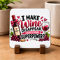 Funny Wine Coaster "I Make Wine Disappear What's Your Superpower?" Graphic Glossy Hardboard 9x9cm Drinks Mat – Wine Bottle, Glass & Grapes Tableware Gift | Fast Dispatch by UK Seller (C3068)