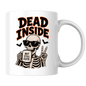 Halloween Mug "DEAD INSIDE But Still Cute" Skeleton 325ml Ceramic Coffee Mug – Cool Skeleton Tea Cup with Sunglasses & Peace Sign Graphic Gift | Available in Multicolours | Fast Dispatch by UK Seller (M3070)