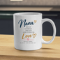 Family Mug "Nana HUGS STORIES TREATS AND ENDLESS Love THAT'S WHAT NANAS ARE MADE OF" Sweet Grandma 325ml Ceramic Coffee Mug Heartwarming Nana Tea Cup with Gold Hearts Graphic Gift | Available in Multicolours | Fast Dispatch by UK Seller (M3020)