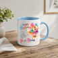 Personalised Birthday Mug "Happy Birthday" 325ml Ceramic Coffee Tea Cup – Colorful Balloons, Confetti, Custom Name & Laughter Wish Slogan Novelty Gift for Bestie, Friends, Birthday – Fast Dispatch by UK Seller (M3511)