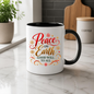 Christmas Mug "Peace On Earth Good Will To All" 325ml Ceramic Coffee Mug – Festive Christmas Blessing Mug With Gold Snowflakes Red Calligraphy Religious Holiday Gift | Available in Multicolours | Fast Dispatch by UK Seller (M3293)