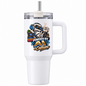 Funny Tech Travel Tumbler "POWERED BY AI & Caffeine" Graphic 40oz Stainless Steel Insulated Travel Mug with Handle & Straw – Cool Robot with Laptop, Coffee Mug & Prompts Books Novelty Gift for Coders, Techies & Office | Fast Dispatch by UK Seller (T3047)