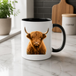 Rustic Mug "Classic Highland Cow" Majestic Highland Cow 325ml Ceramic Coffee Mug Country Wildlife Tea Cup with Horns and Thistle Graphic Gift | Available in Multicolours | Fast Dispatch by UK Seller (M3154)