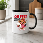 Highland Cow Weekend Mug "OH FFS! Where's The Weekend?" Oh Ffs! Where's The Weekend? 325ml Ceramic Coffee Mug – Cute Highland Cow in Pink Hoodie with Pillow, Remote & Heart Slippers | Funny Lazy Day Gift | Fast Dispatch by UK Seller (M3379)
