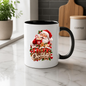 Christmas Mug "Hot Chocolate" Santa Claus Hot Chocolate 325ml Ceramic Coffee Mug – Jolly Winking Santa Holding Cocoa with Gingerbread Man, Candy Cane & Gold Typography | Festive Holiday Gift | Fast Dispatch by UK Seller (M3361)