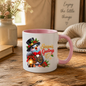 Holiday Mug "Season's Greetings Gentleman Bird" 325ml Ceramic Coffee Mug – Dapper Victorian Christmas Bird in Top Hat & Plaid Vest Holding Vintage Lantern Festive Holiday Gift | Available in Multicolours | Fast Dispatch by UK Seller (M3267)