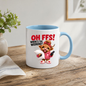 Highland Cow Weekend Mug "OH FFS! Where's The Weekend?" Oh Ffs! Where's The Weekend? 325ml Ceramic Coffee Mug – Cute Highland Cow in Pink Hoodie with Pillow, Remote & Heart Slippers | Funny Lazy Day Gift | Fast Dispatch by UK Seller (M3379)