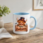 Halloween Mug "Top Hat Wooden Sign Happy Halloween" Top Hat Highland Cow 325ml Ceramic Coffee Mug – Cute Halloween Wooden Sign Tea Cup with Spider Web Graphic Gift | Available in Multicolours | Fast Dispatch by UK Seller (M3166)