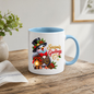 Holiday Mug "Season's Greetings Gentleman Bird" 325ml Ceramic Coffee Mug – Dapper Victorian Christmas Bird in Top Hat & Plaid Vest Holding Vintage Lantern Festive Holiday Gift | Available in Multicolours | Fast Dispatch by UK Seller (M3267)