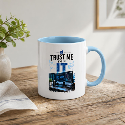 Tech Mug "Trust Me I'm In IT" Trust Me I'm In IT 325ml Ceramic Coffee Mug – Funny IT Specialist Workstation Mug with Multi-Monitor Setup, Lock & Circuit Graphics | Tech Gift | Fast Dispatch by UK Seller (M3333)
