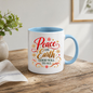 Christmas Mug "Peace On Earth Good Will To All" 325ml Ceramic Coffee Mug – Festive Christmas Blessing Mug With Gold Snowflakes Red Calligraphy Religious Holiday Gift | Available in Multicolours | Fast Dispatch by UK Seller (M3293)