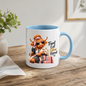 Travel Mug "Travel Eat Glow Repeat Highland Cow" Travel Eat Glow Repeat 325ml Ceramic Coffee Mug – Chic Highland Cow with Passport, Pink Suitcase Trench Coat Wanderlust Holiday Gift | Available in Multicolours | Fast Dispatch by UK Seller (M3279)